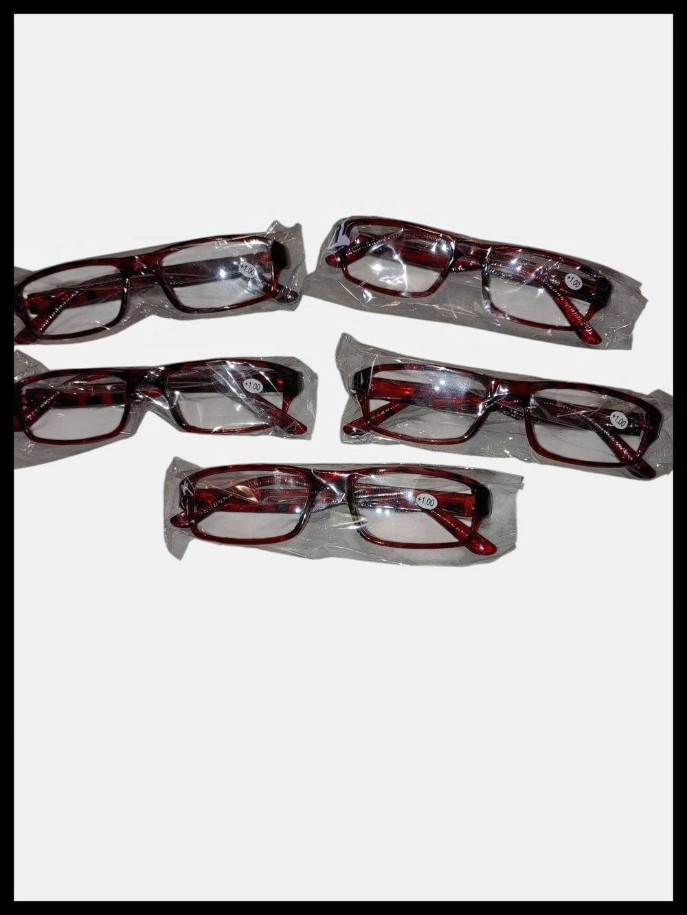 Lot of 5 Red & Tortoise Shell Reading Glasses +1.00